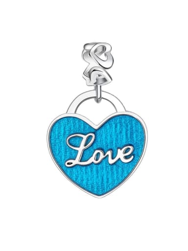 925 Sterling Silver Enamel Cute Heart  DIY Pendant