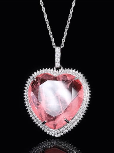 Morgan pink pendant Brass Glass Stone  Luxury Heart Pendant