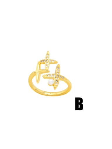 B Brass Cubic Zirconia Smiley Hip Hop Band Ring