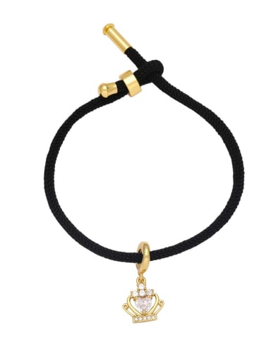 Brass Cubic Zirconia Heart Hip Hop Handmade Weave Bracelet