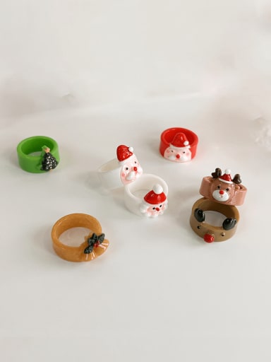 Acrylic Multi Color Christmas Seris Cute Band Ring