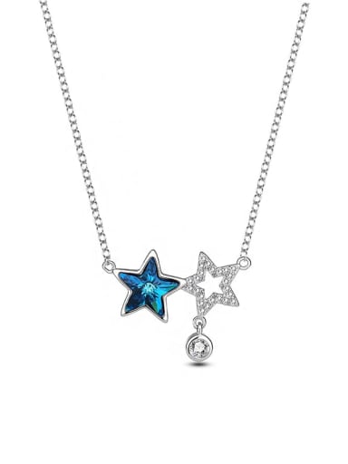 JYXZ 047 (Gradient Blue) 925 Sterling Silver Austrian Crystal Pentagram Classic Necklace