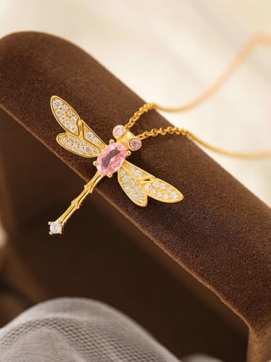 925 Sterling Silver Cubic Zirconia Dragonfly Minimalist Necklace