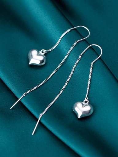 925 Sterling Silver Heart Minimalist Threader Earrings