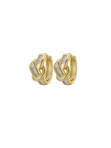 Gold 925 Sterling Silver Cubic Zirconia Bowknot Trend Huggie Earring