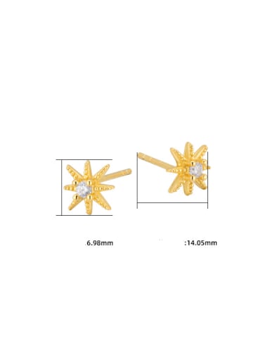Gold Octagonal Star Earrings 925 Sterling Silver Cubic Zirconia Star Trend Stud Earring