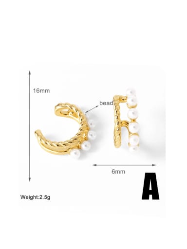 A Brass Imitation Pearl Geometric Trend Clip Earring