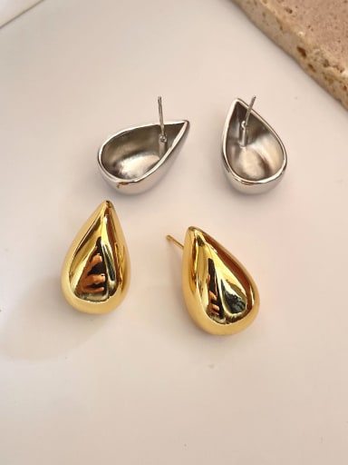 Brass Smooth Water Drop Minimalist Stud Earring