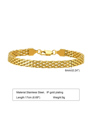 Gold 6mm 17cm Titanium Steel Irregular Hip Hop Link Bracelet