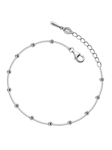 925 Sterling Silver Bead Round Minimalist Bracelet