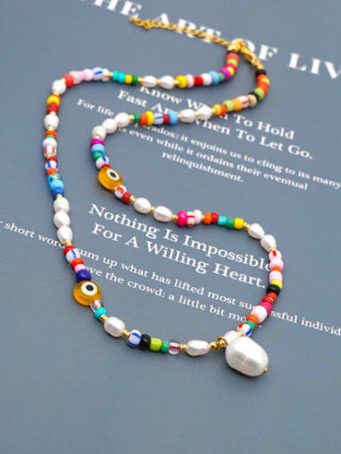 Stainless steel Freshwater Pearl Multi Color Irregular Bohemia Long Strand Necklace