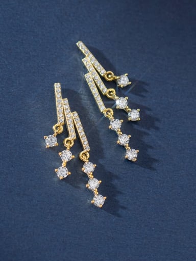 Gold 925 Sterling Silver Cubic Zirconia Geometric Dainty Cluster Earring