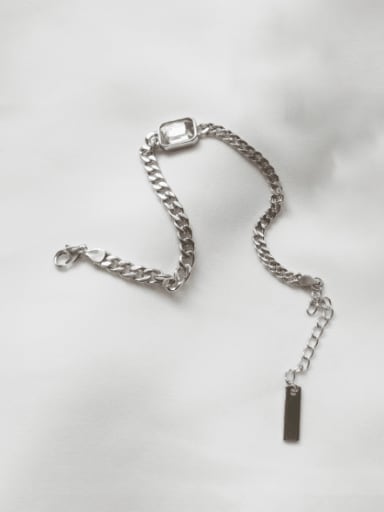 custom Pure silver square imitation crystal Chain Design Bracelet