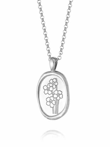 Titanium Steel Flower Minimalist  Geometric  Pendant  Necklace