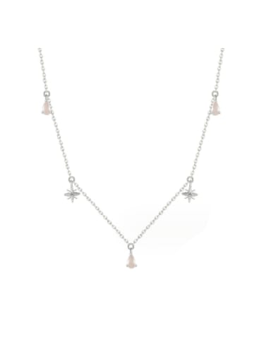 Platinum, chain length 40 +5CM,1.7g 925 Sterling Silver Cubic Zirconia Geometric Minimalist Necklace