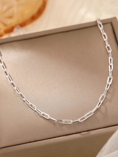 925 Sterling Silver  Minimalist Hollow Geometric  Chain Necklace