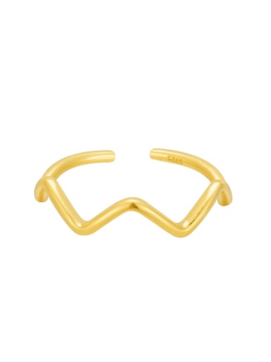 18K Gold Wave Ring 925 Sterling Silver Irregular Minimalist Smoot Waves Band Ring