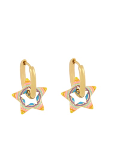 colour Brass Enamel Star Cute Huggie Earring