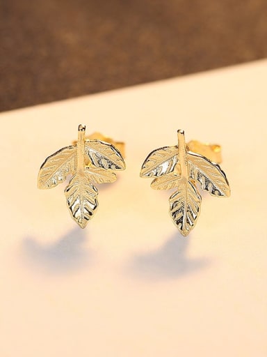 18K gold 23B09 925 Sterling Silver Leaf Minimalist Stud Earring