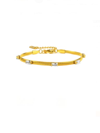 White stone bracelet length 16+ 5cm Stainless steel Glass Stone Geometric Vintage Link Bracelet