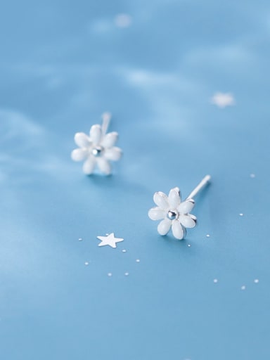 925 Sterling Silver Flower Minimalist Stud Earring