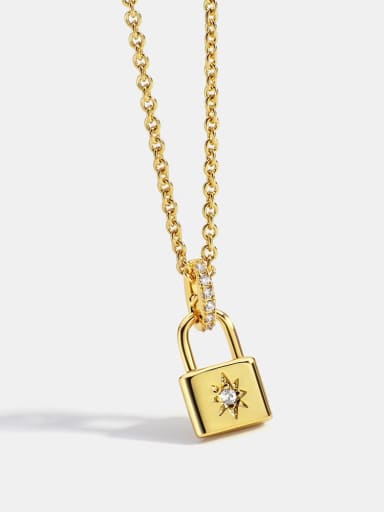 Brass Rhinestone Locket Minimalist Necklace