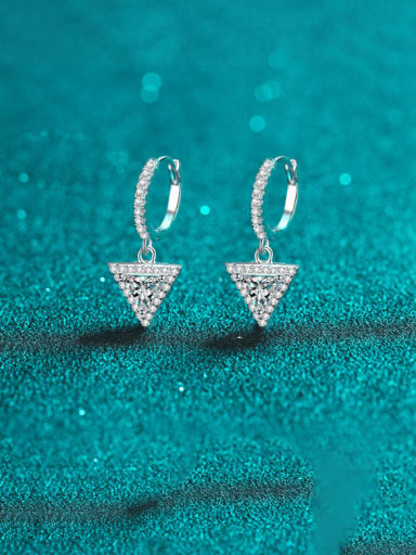 925 Sterling Silver Moissanite Triangle Dainty Huggie Earring