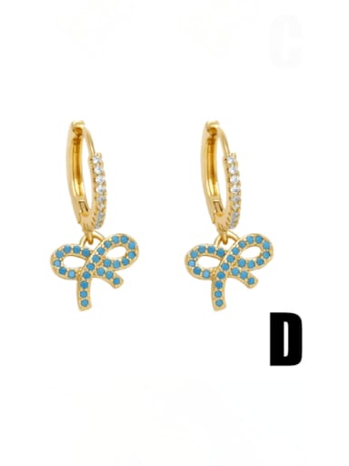 D Brass Imitation Pearl Bowknot Minimalist Huggie Earring