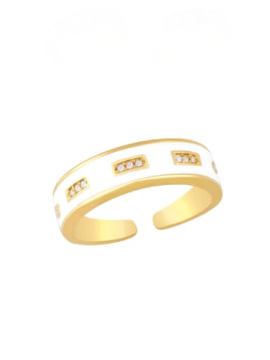 white Brass Enamel Geometric Minimalist Band Ring