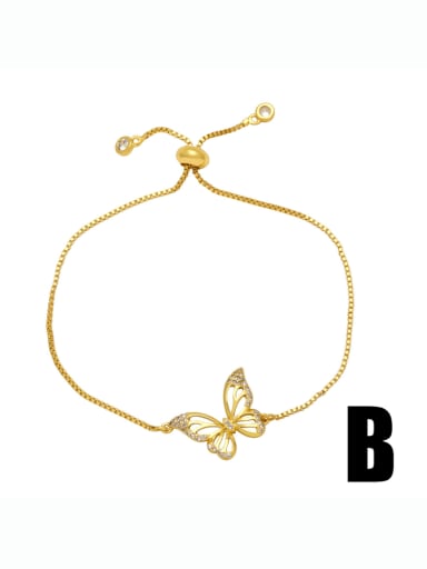 B Brass Cubic Zirconia Butterfly Hip Hop Link Bracelet