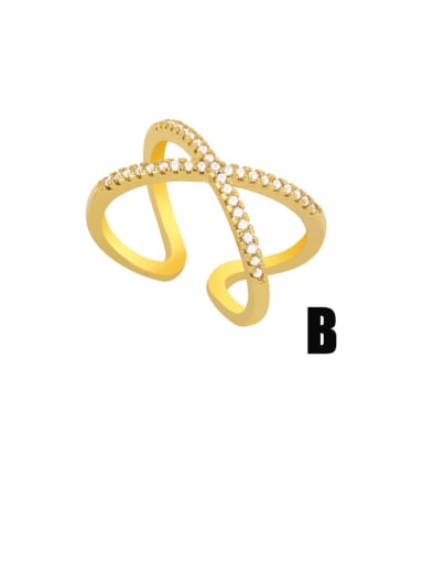 B Brass Cubic Zirconia Geometric Vintage Band Ring