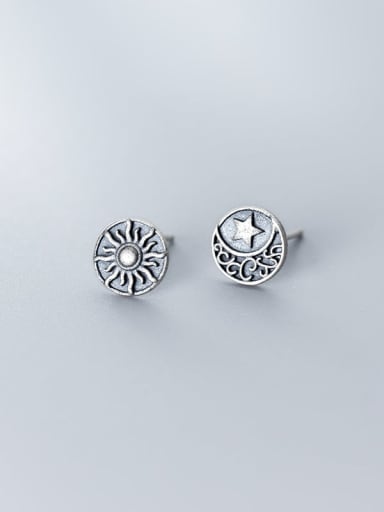 925 Sterling Silver Round Vintage Stud Earring