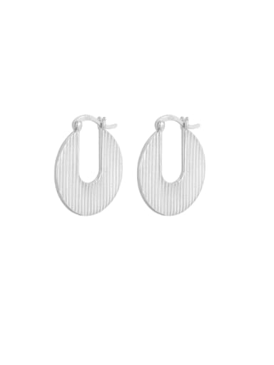 Platinum handbag pleated ear buckle 925 Sterling Silver Geometric Minimalist Huggie Earring