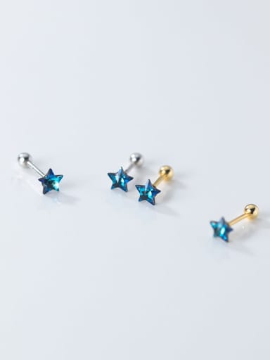 925 Sterling Silver Crystal Star Minimalist Stud Earring