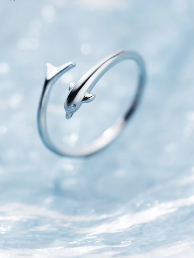 925 Sterling Silver Dolphin Minimalist Free Size Ring