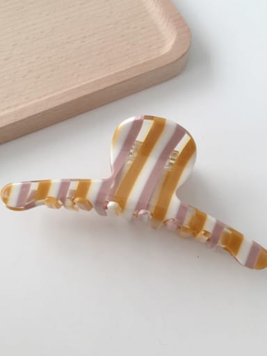 Yellow stripe 11.6cm Alloy Cellulose Acetate Vintage Geometric  Jaw Hair Claw