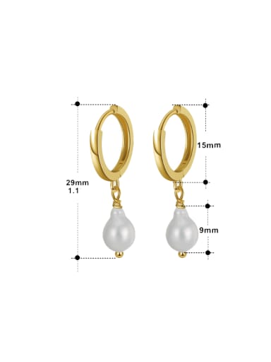 7 -8mm Baroque pearl gold 925 Sterling Silver Freshwater Pearl Geometric Minimalist Huggie Earring