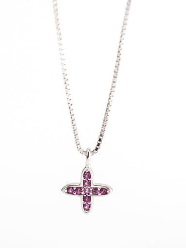 925 Sterling Silver Rhinestone  Minimalist Cross Pendant Necklace
