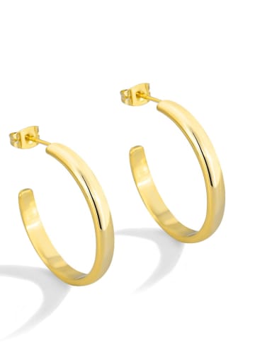 Brass Geometric Minimalist Glossy Large C-Shaped Earrings