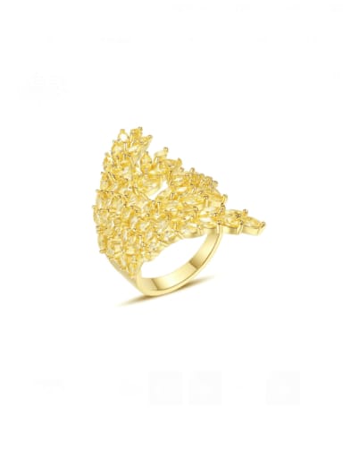 18K gold Brass Cubic Zirconia Irregular Luxury Band Ring