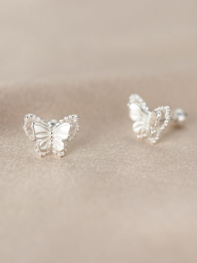 925 Sterling Silver Butterfly Minimalist Stud Earring