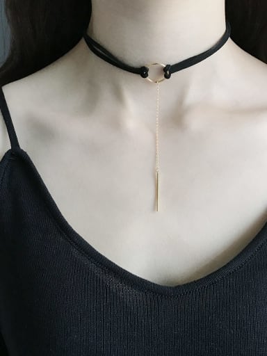 925 Sterling Silver Minimalist Long Column Choker Necklace
