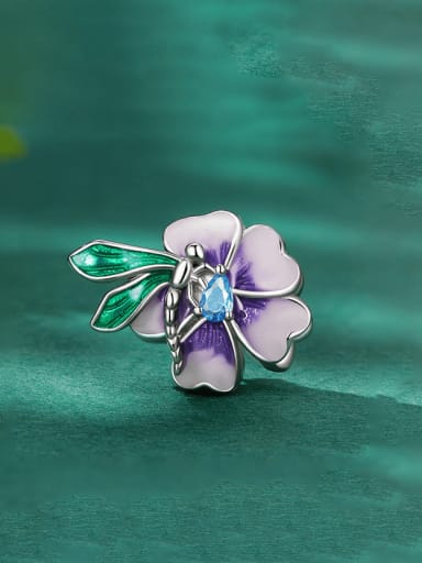 custom 925 Sterling Silver Enamel Flower Trend Beads