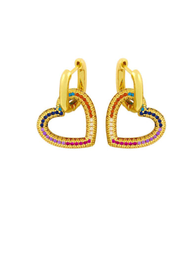 love Brass Cubic Zirconia Heart Vintage Huggie Earring