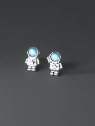custom 925 Sterling Silver Robot Minimalist Stud Earring