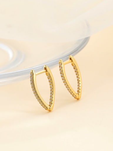 ES2400 gold 925 Sterling Silver Cubic Zirconia Geometric Minimalist Huggie Earring