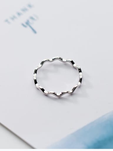 925 Sterling Silver  Minimalist Irregular Wave Free Size Ring