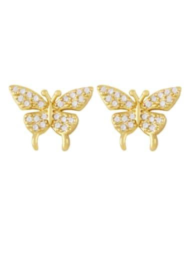 D Brass Cubic Zirconia Butterfly Minimalist Stud Earring