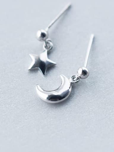 925 Sterling Silver Star Moon Minimalist Stud Earring