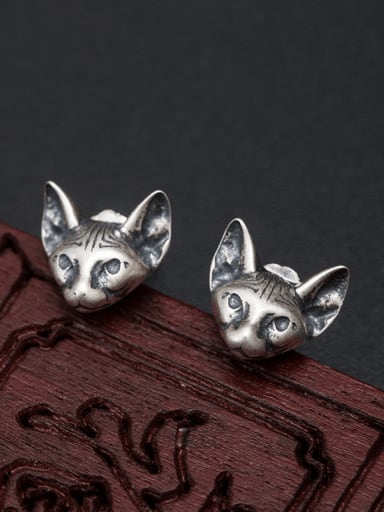 925 Sterling Silver Owl Vintage Stud Earring